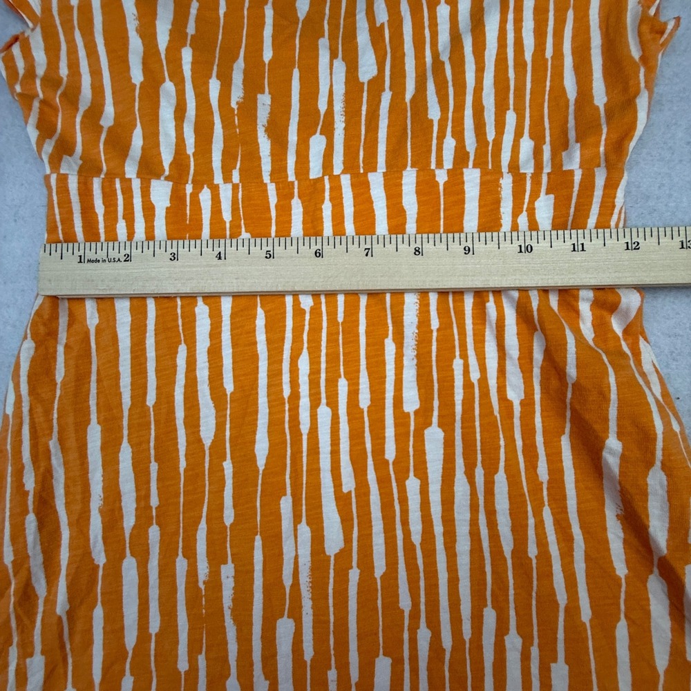 Boden Dress Womens 2P Orange Striped V-Neck Cap Sleeve A-Line Cotton Blend - Picture 9 of 14
